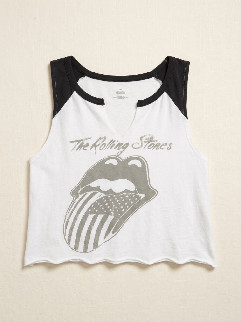 American Eagle Rolling Stones Graphic Top Size L Cropped Tank Band Tee